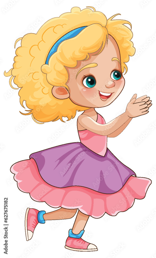 Little Girl in Beautiful Dress Vector