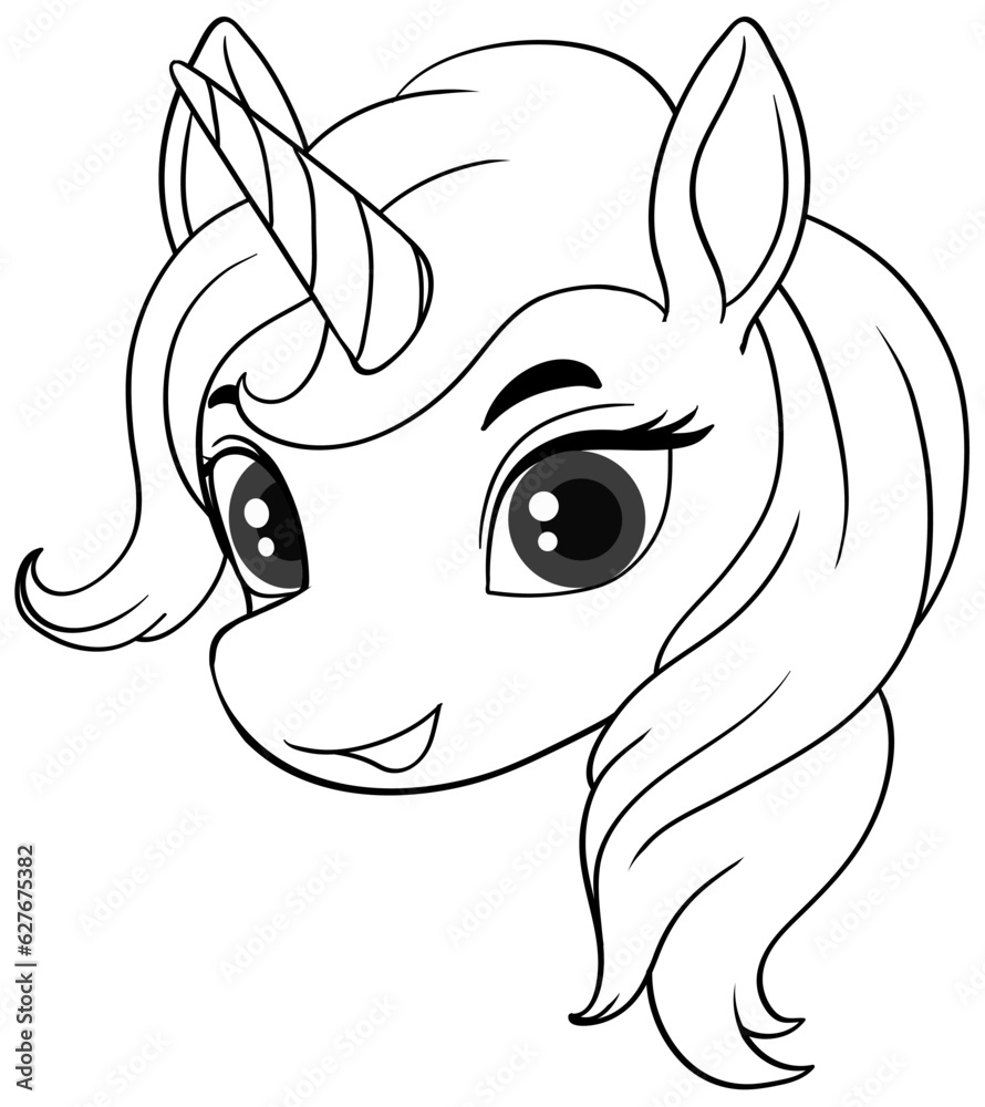 Coloring Page Outline of Cute Unicorn