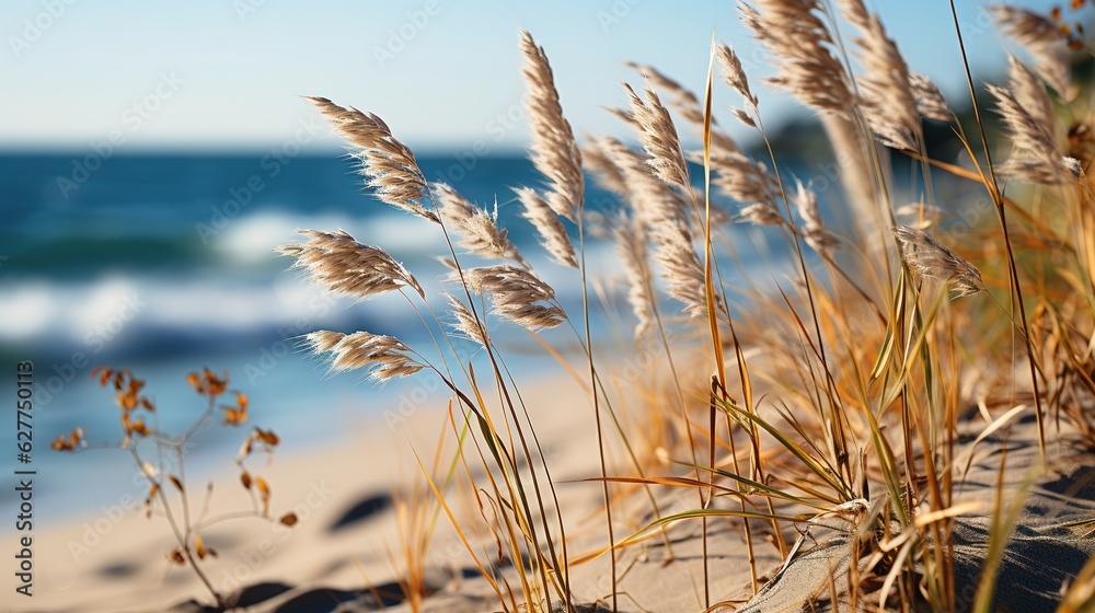 beach grass blowing in the wind