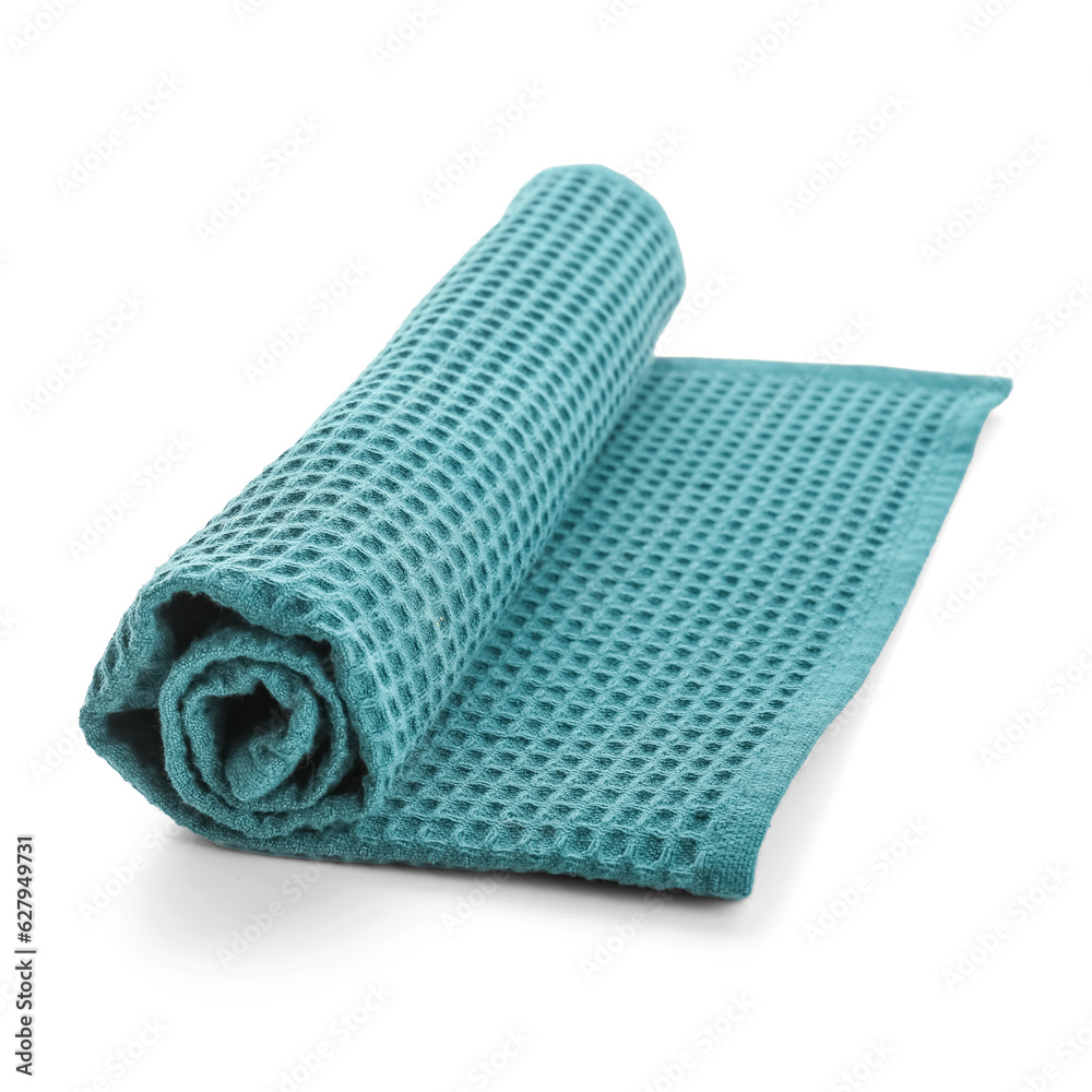 Rolled clean napkin on white background