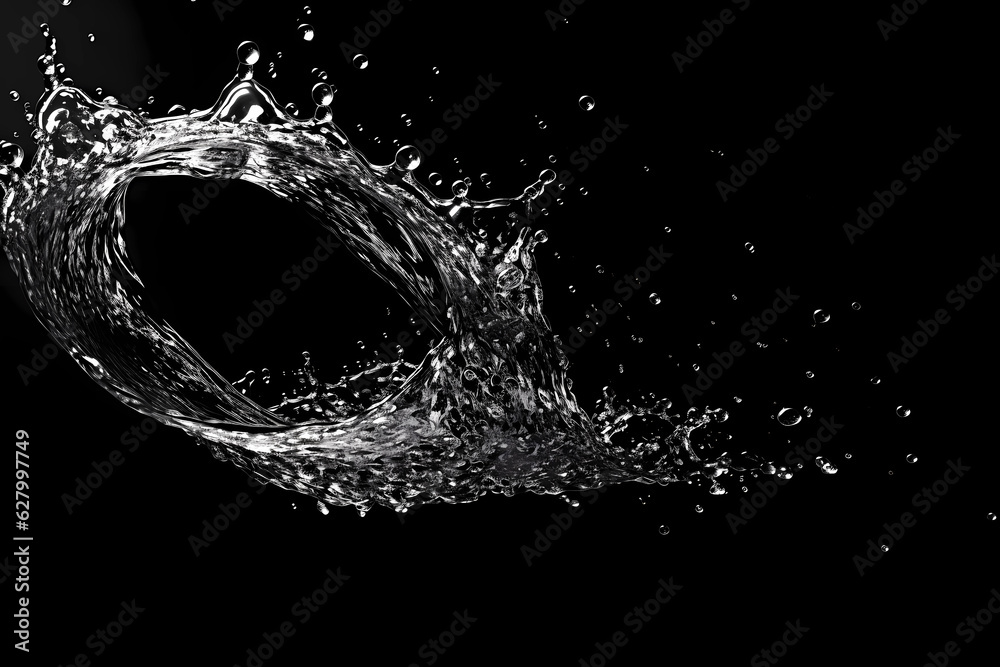 A water splash hitting the black background, in the style of animated gifs