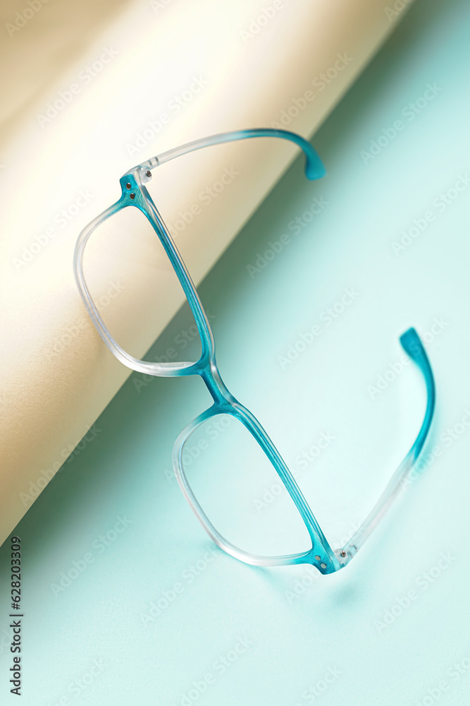 New gradient eyeglasses on color background