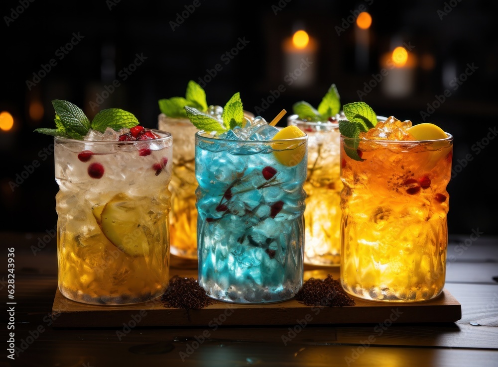 A glass of cider on wooden table with spices