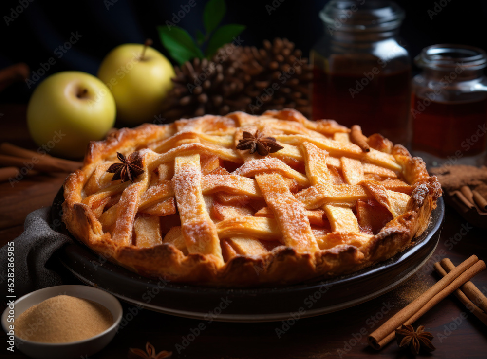 Apple pie rustic background