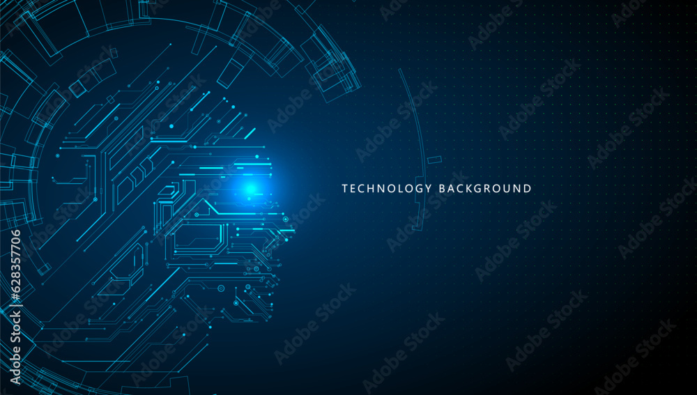 Artificial intelligence head composed of lines with a sense of technology