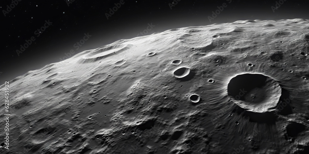 Moon surface with craters and space background. Universe beauty. Generatie AI