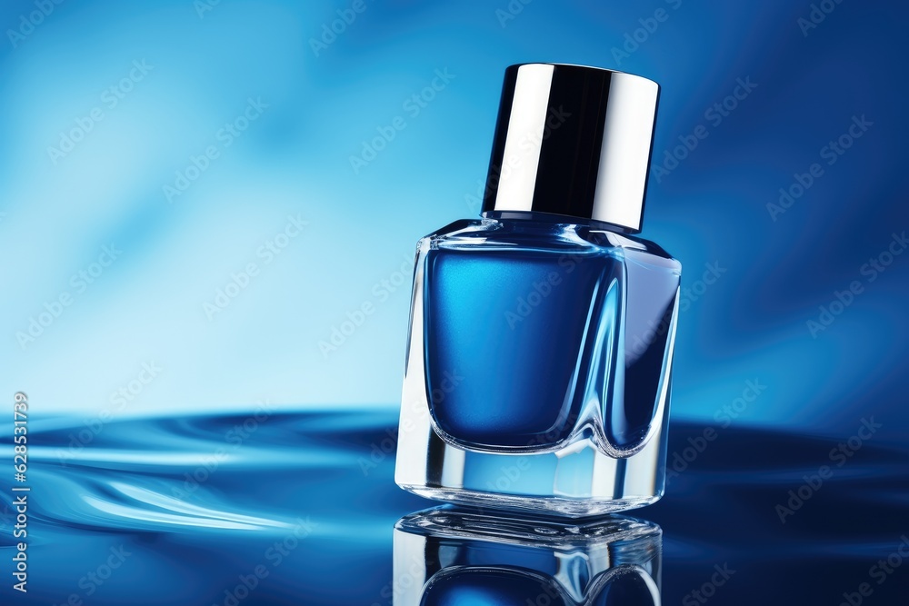 Blue nail polish bottle.