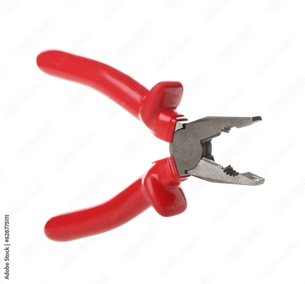 Red pliers isolated on white background