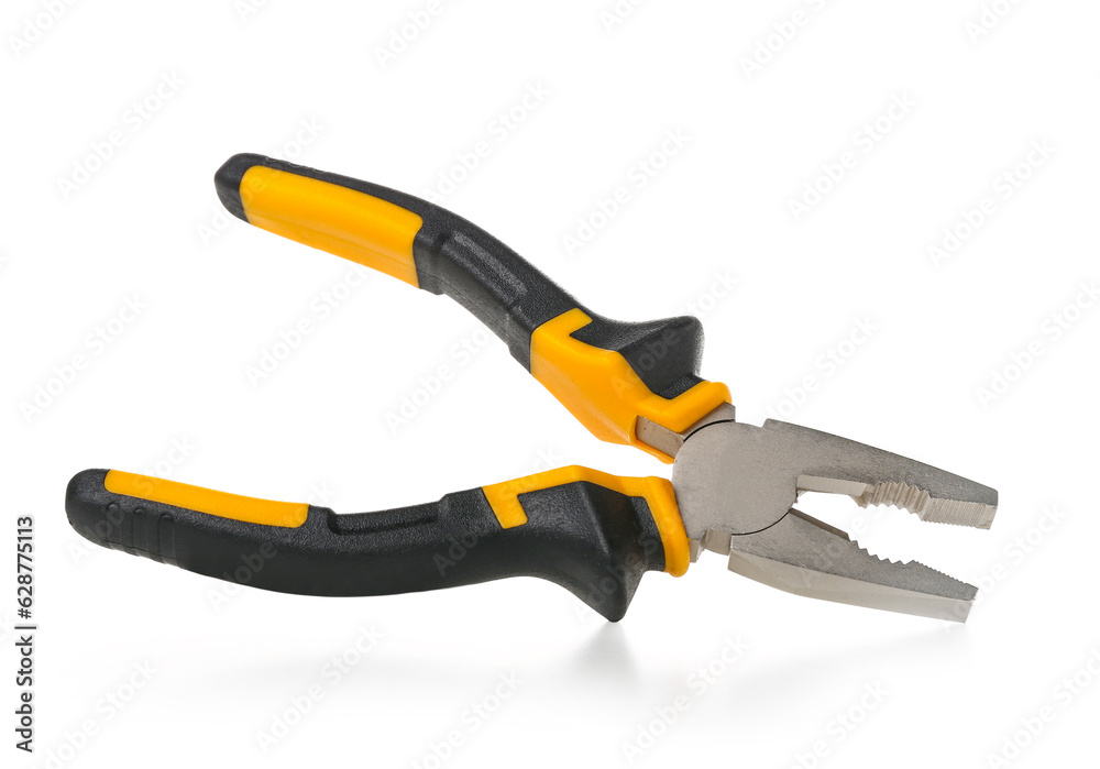 Orange pliers isolated on white background