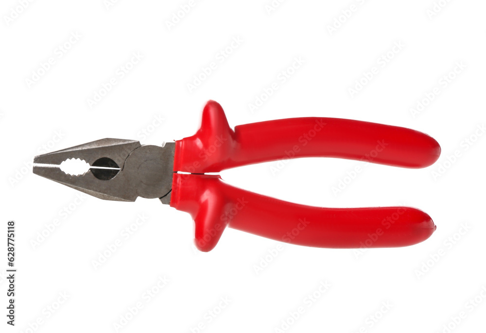 Red pliers isolated on white background