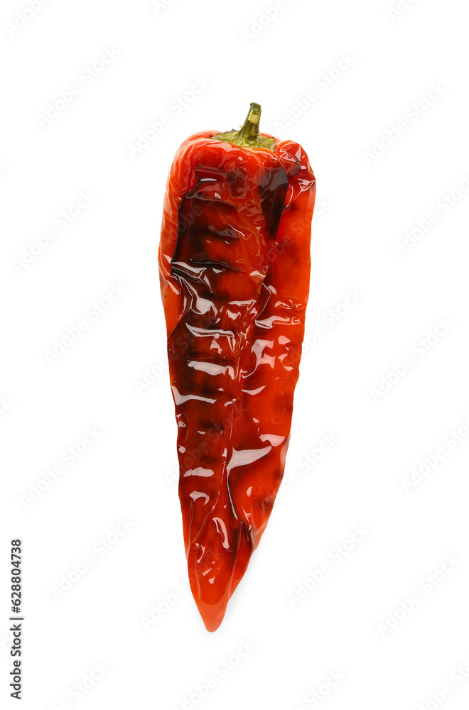 Grilled chili pepper on white background