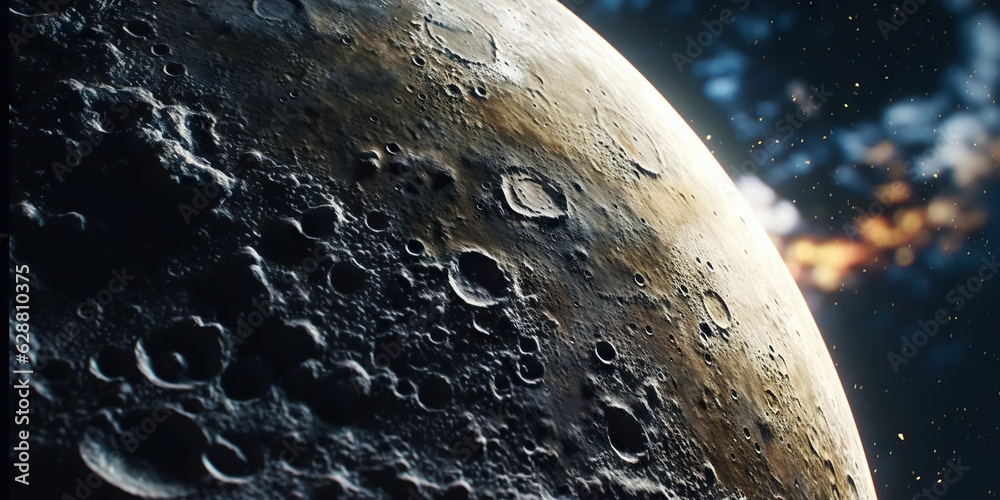 Moon surface with craters and space background. Universe beauty. Generatie AI