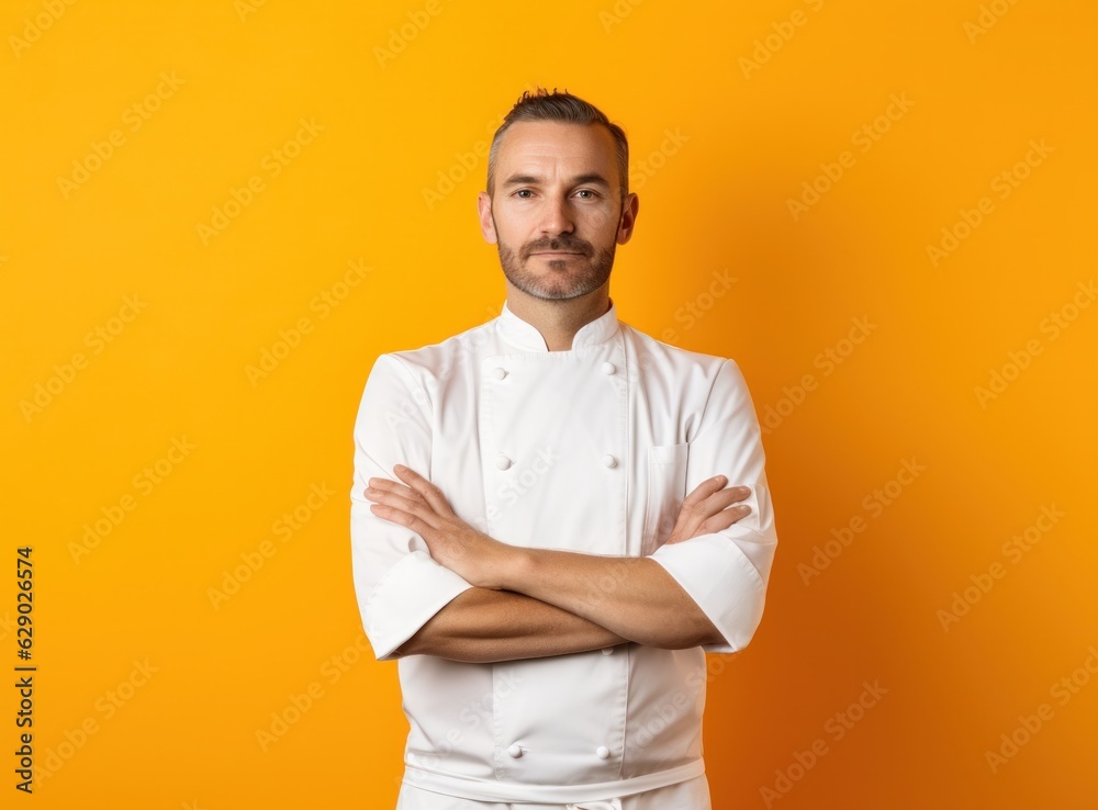 Chef on vivid orange background