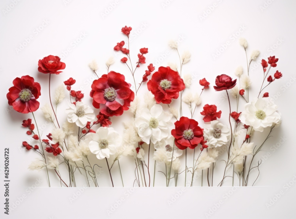 Red and white flowers background