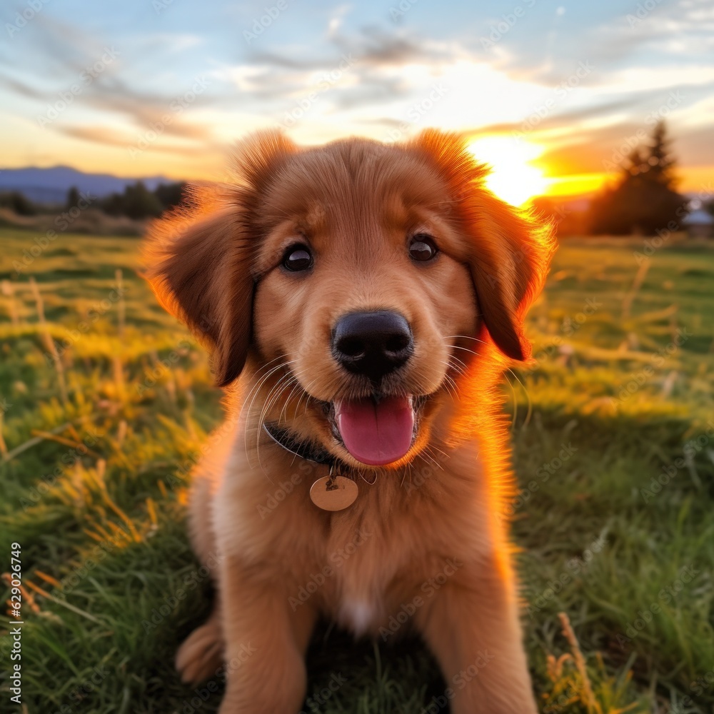 Cute golden puppy portrait