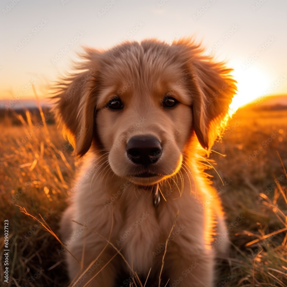 Cute golden puppy portrait