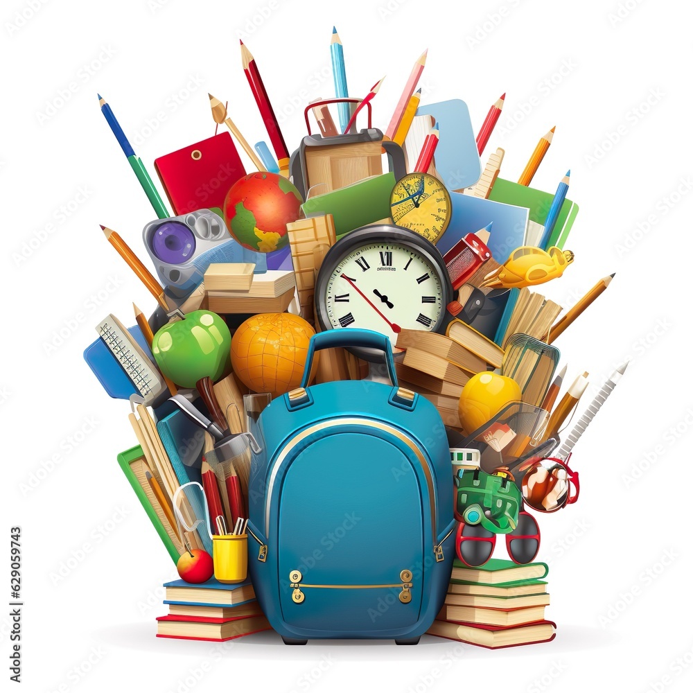 school items back to school vector illustration