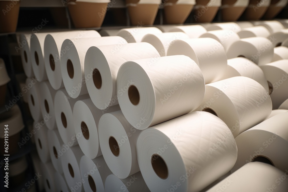 Toilet paper on shelves