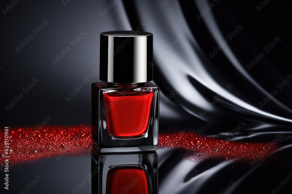 Red nail polish bottle.