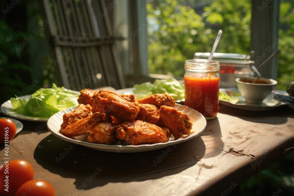 Spicy Homemade Buffalo Wings. Generative AI