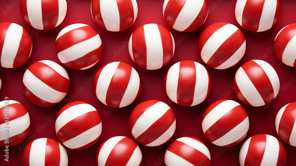 Red and white bonbons candies background. Generative AI