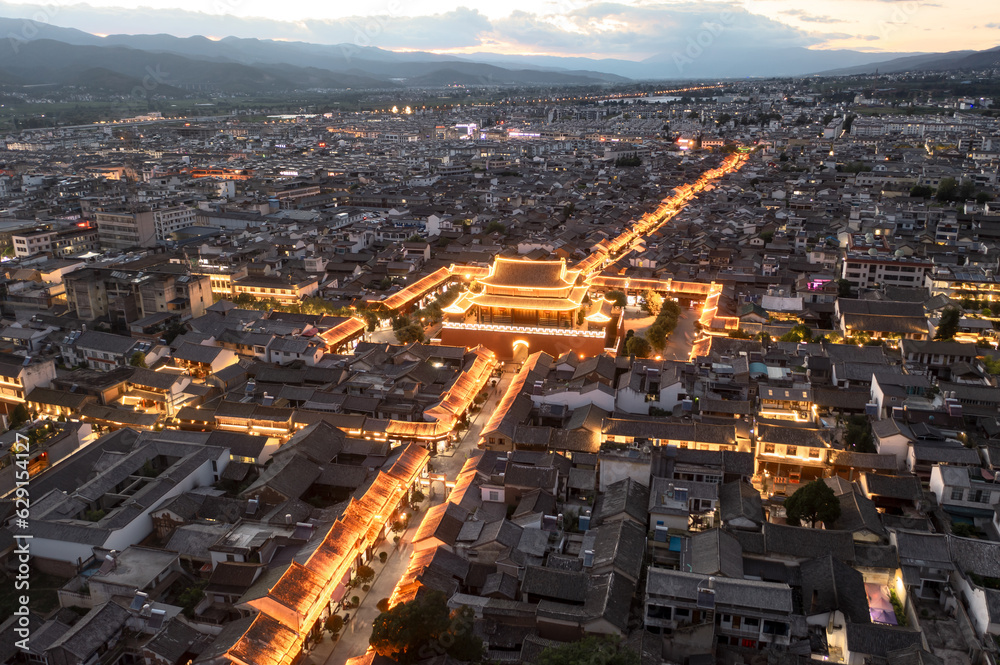 Buildings and landscapes in Weishan, Yunnan, China.