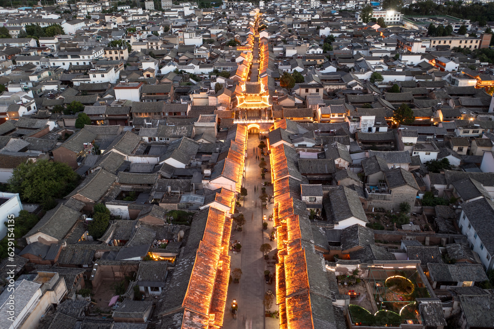 Buildings and landscapes in Weishan, Yunnan, China.