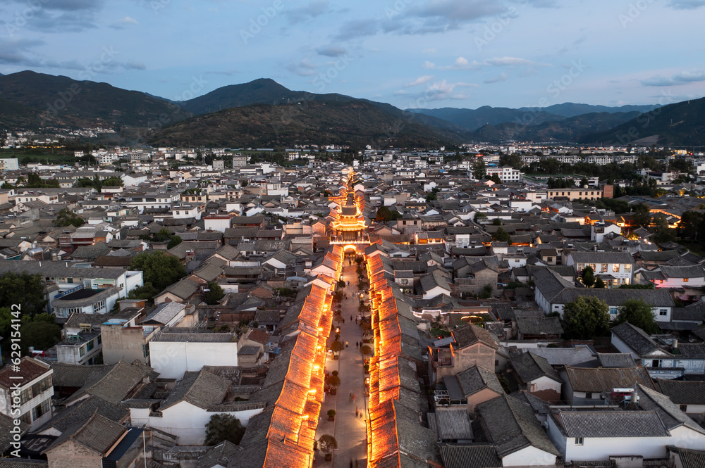 Buildings and landscapes in Weishan, Yunnan, China.