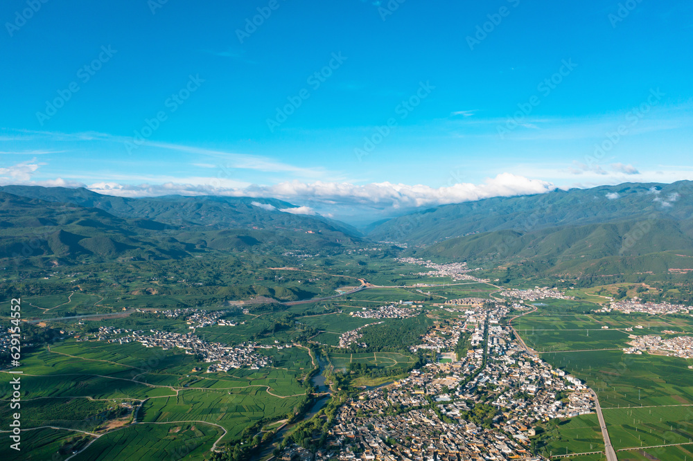 Village and fields in Shaxi, Yunnan, China.