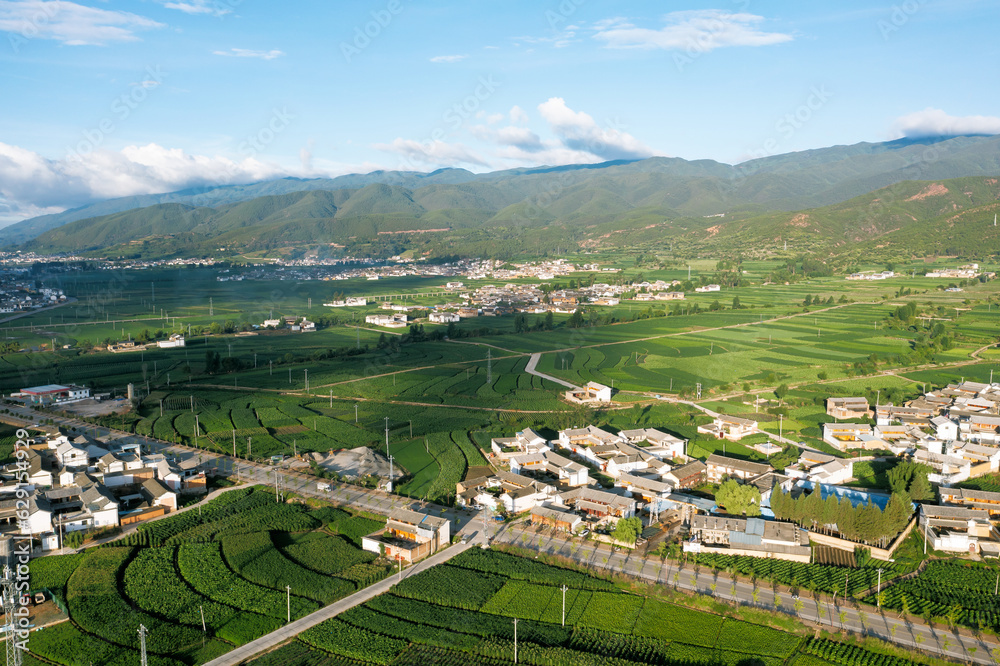 Village and fields in Shaxi, Yunnan, China.