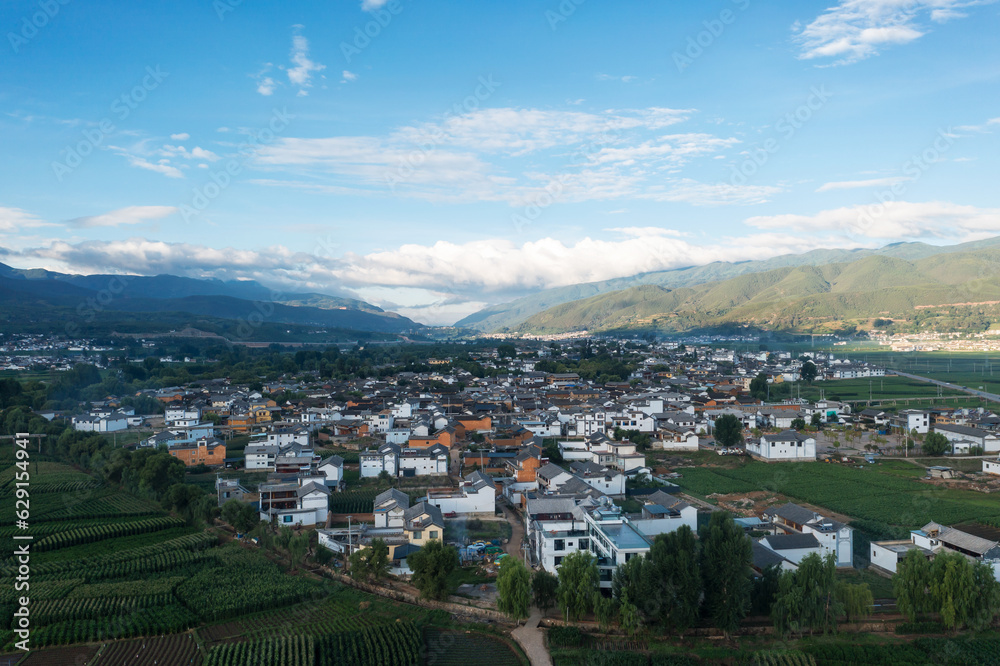 Village and fields in Shaxi, Yunnan, China.