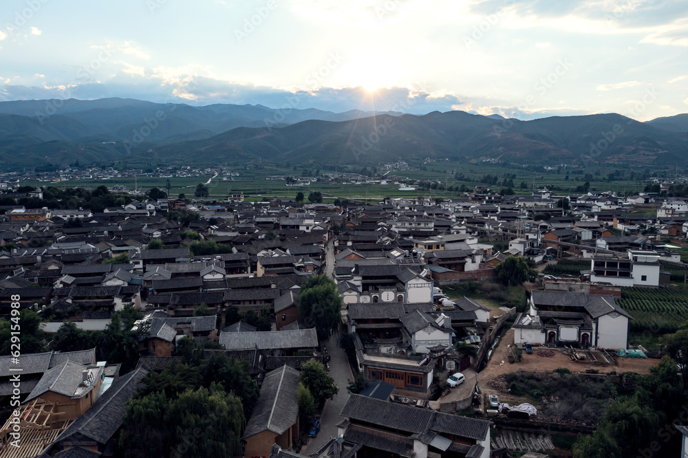 Village and fields in Shaxi, Yunnan, China.