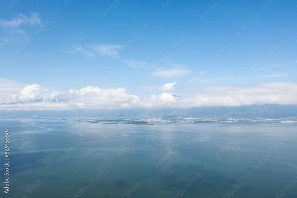 Blue sky and lake in Erhai, Yunnan, China.