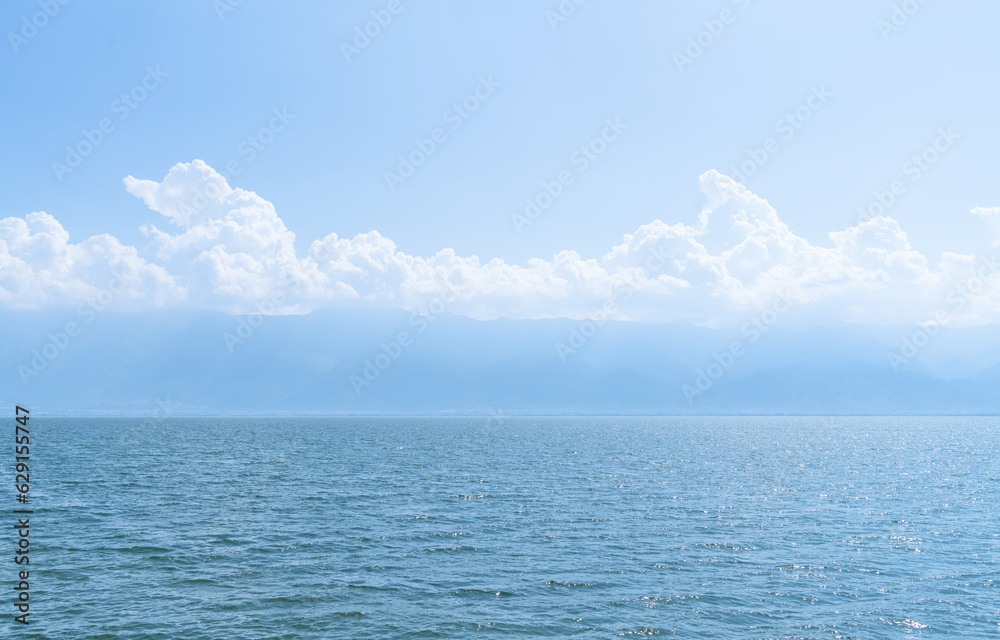 Blue sky and lake in Erhai, Yunnan, China.