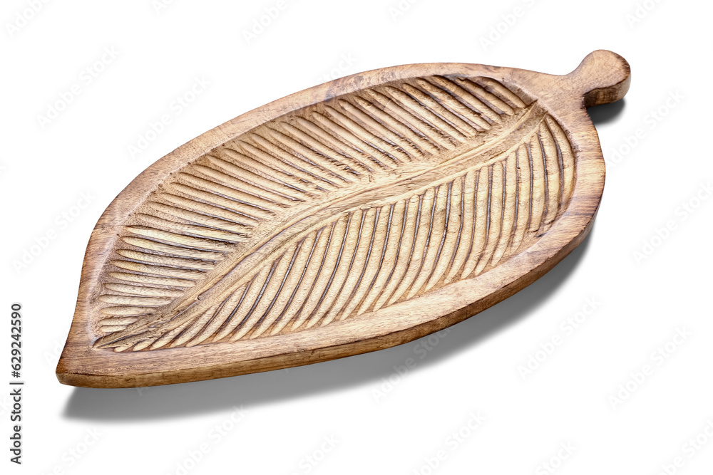 Wooden board on white background