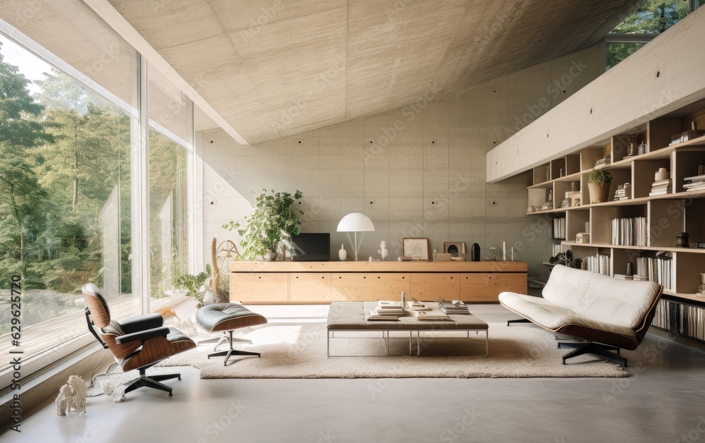 modern living room concrete optics