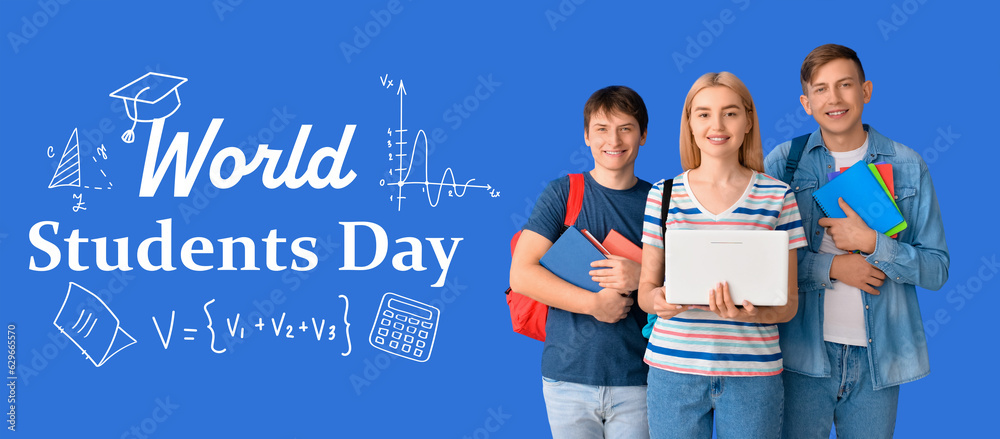 Greeting card for World Students Day with classmates