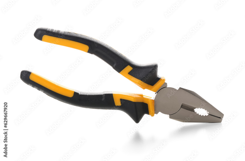 Orange pliers isolated on white background