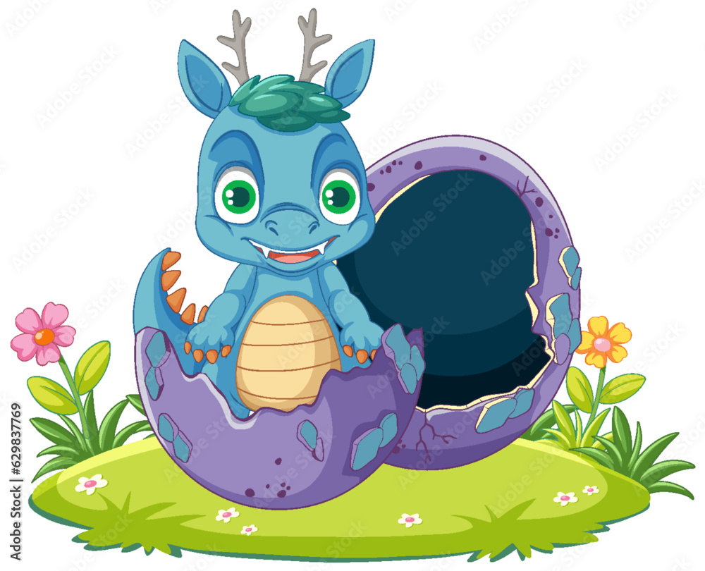 Baby Dragon Hatching Eggs in Nature