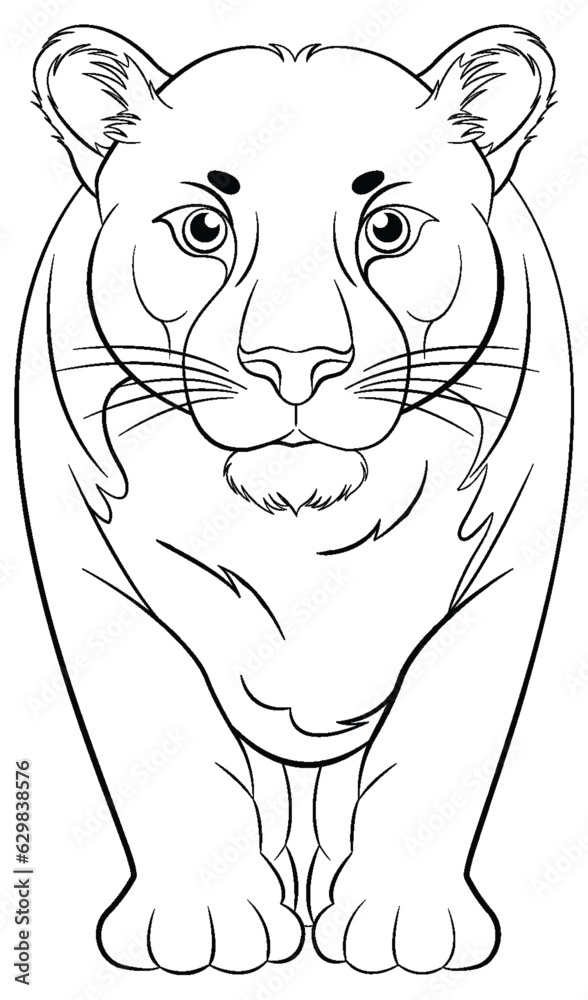 Coloring Page of Female Lion Cartoon