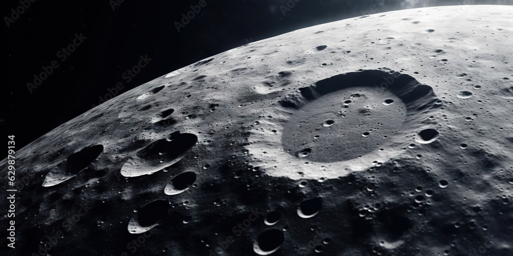 Moon surface with craters and space background. Universe beauty. Generatie AI