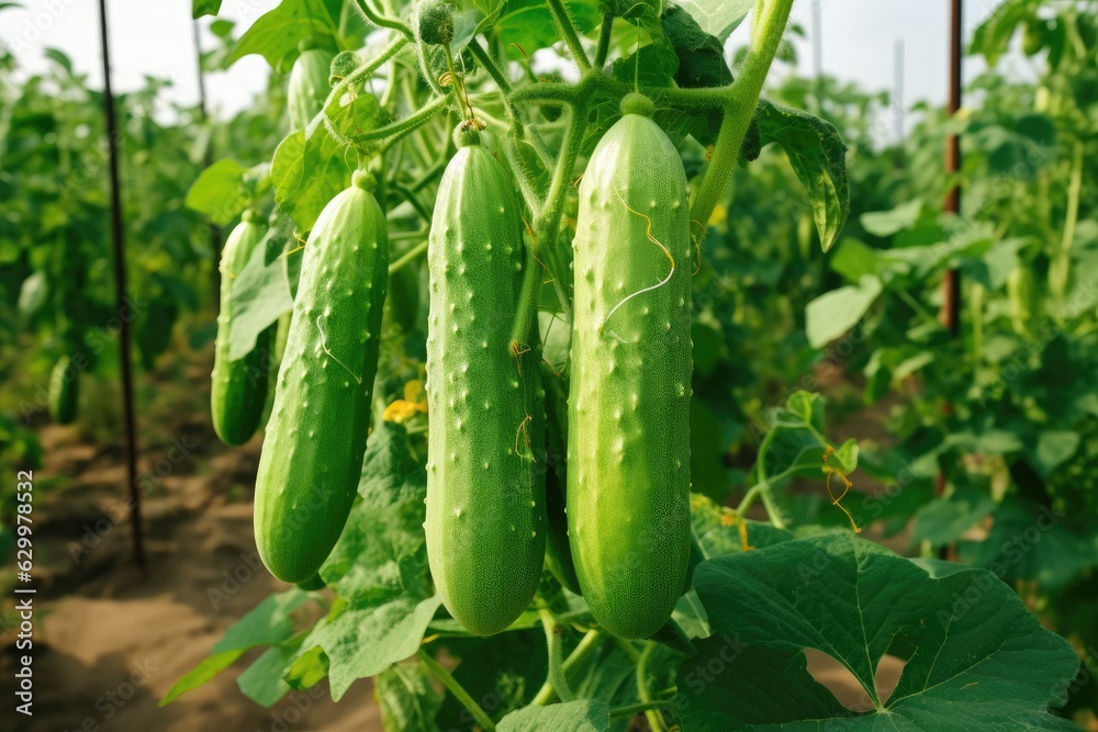 Organic cucumbers cultivation.