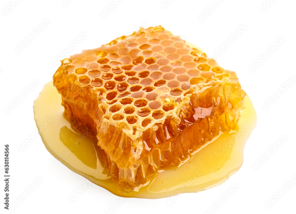 Sweet honeycomb on white background