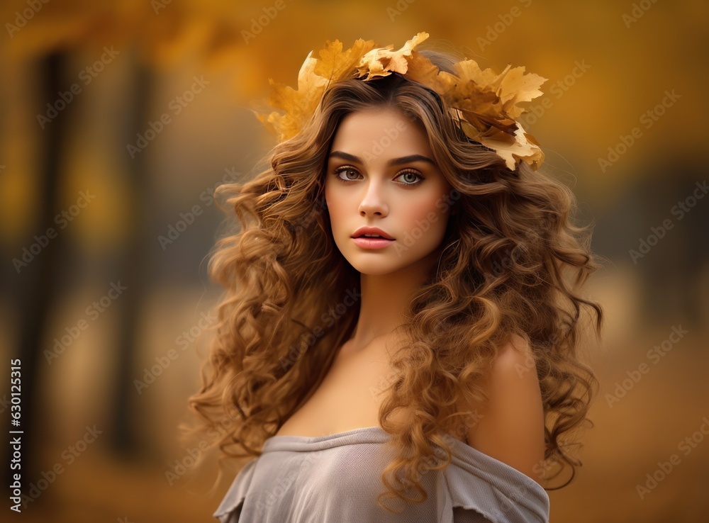 Beautiful girl with autumn leaves