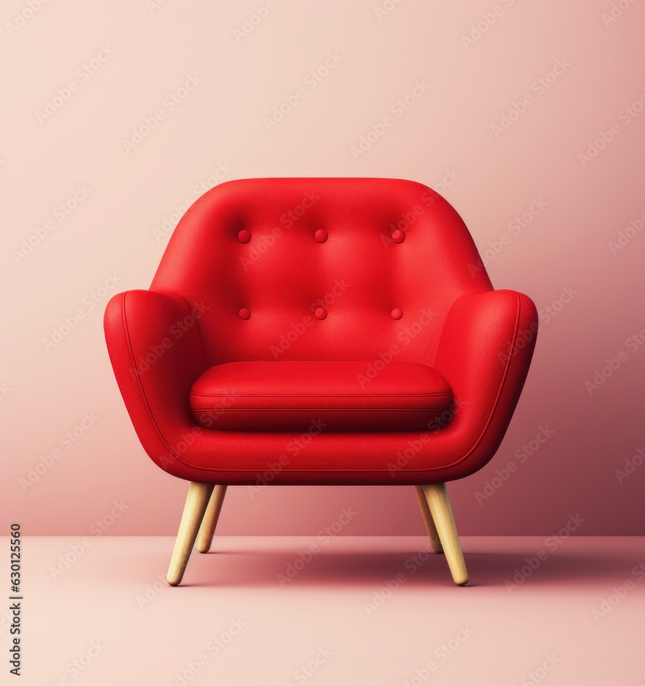 Modern red chair isolated