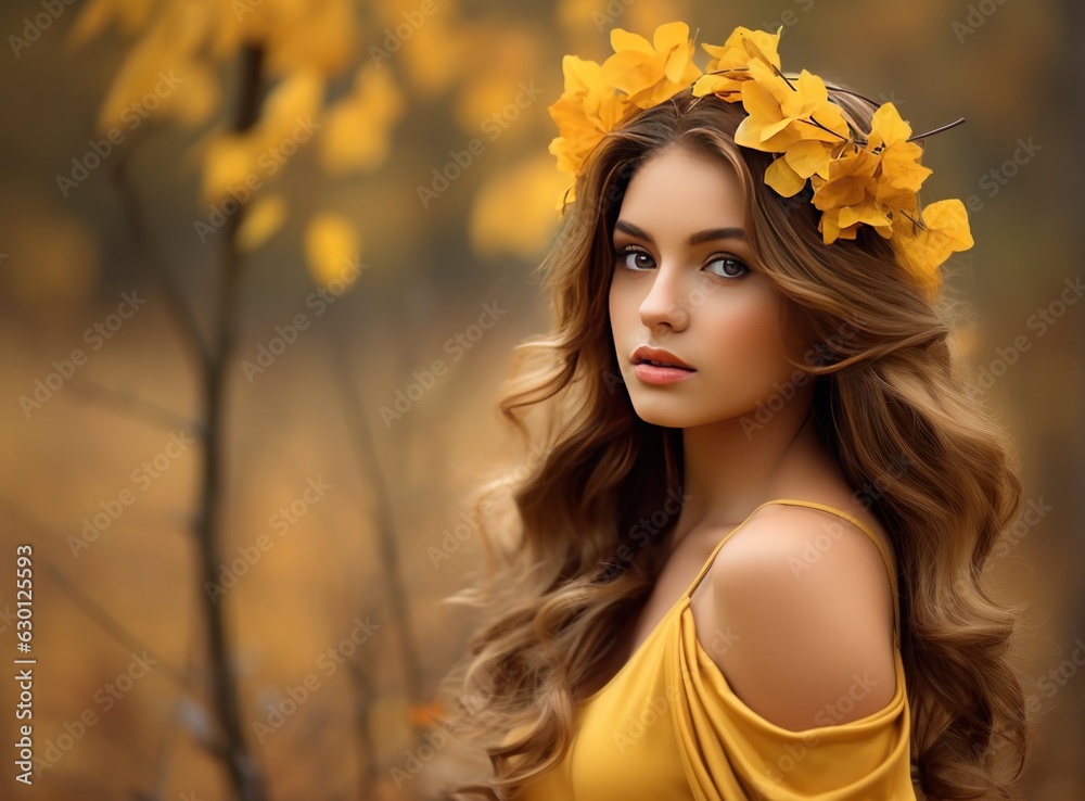 Beautiful girl with autumn leaves