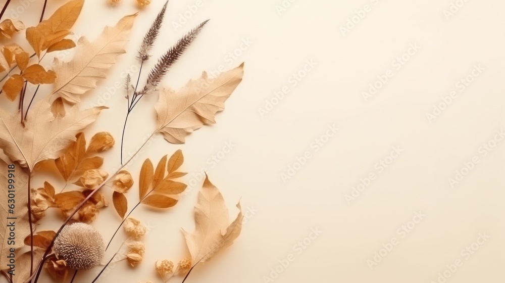 Autumn minimalist beige background