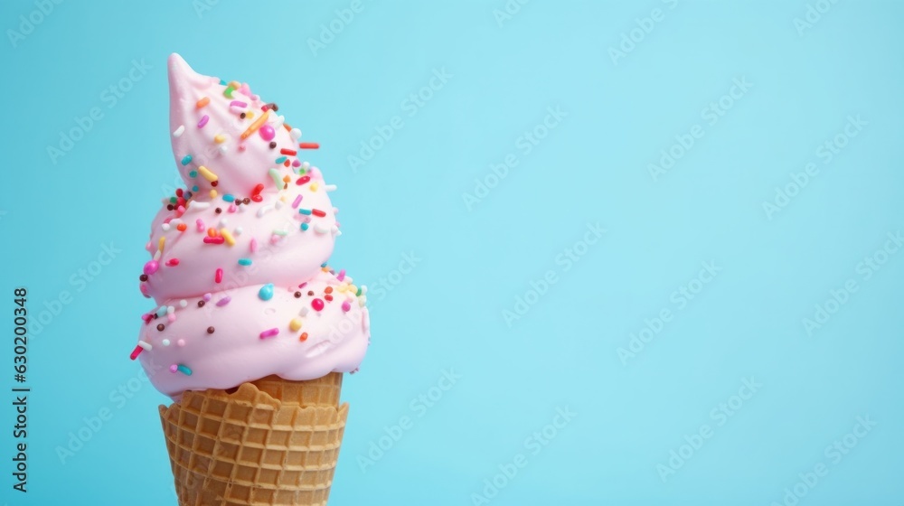 Ice cream on blue background