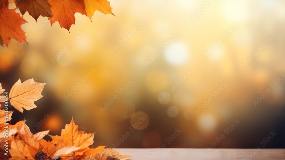 Autumn leaves background with copy space