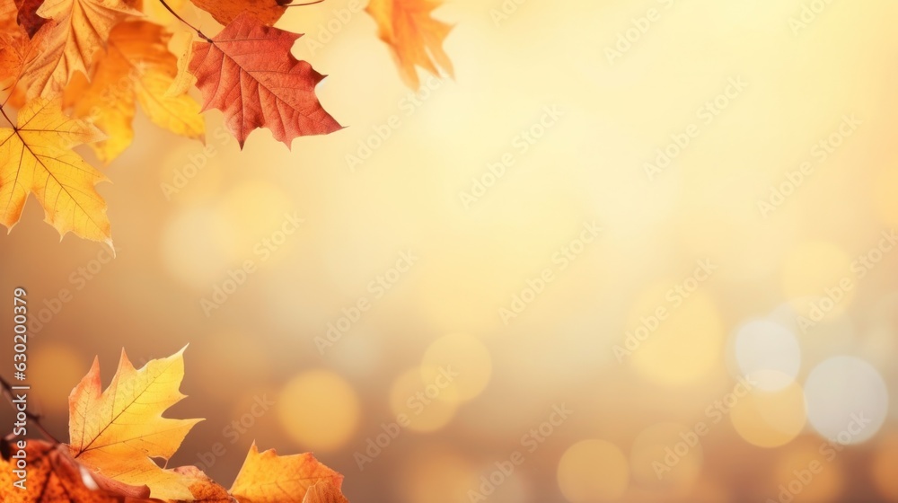 Autumn leaves background with copy space